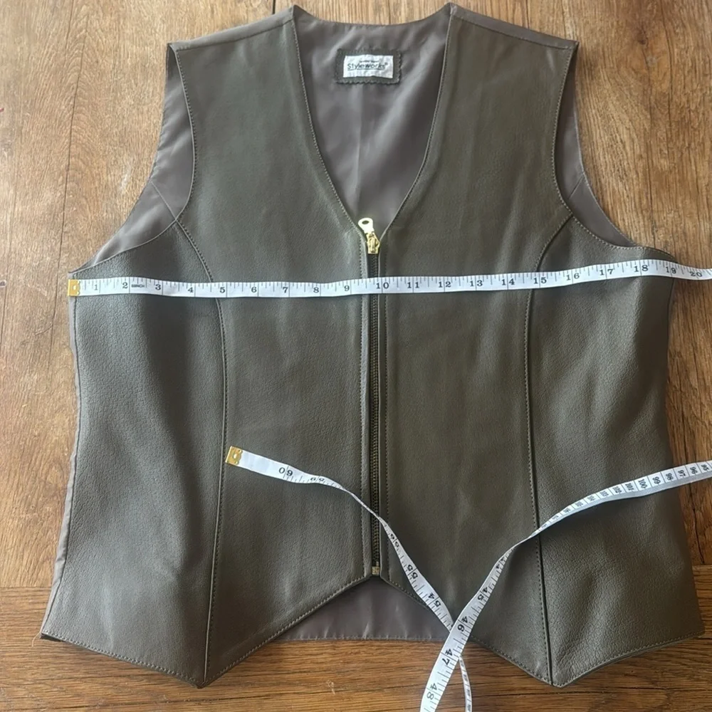 Newportnews Styleworks Women’s Real Leather Vest Olive Green Size M - Picture 5 of 7